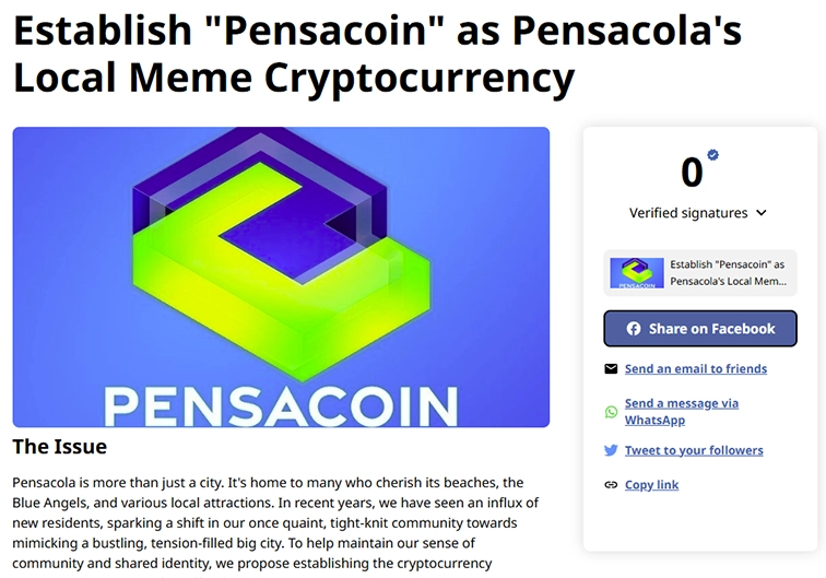 Pensacola's cryptocurrency petition